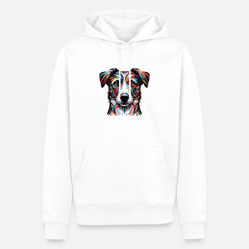 Chien peint huit - Sweat à capuche Premium bio Homme - blanc