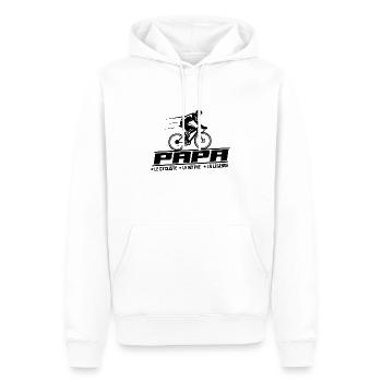 Papa le cycliste - Sweat à capuche Premium bio Homme - blanc - Devant - Nico (187cm)