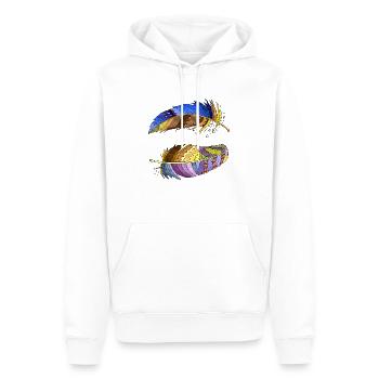Feder - Männer Premium Bio Hoodie - Weiß - Vorne - Nico (187cm)