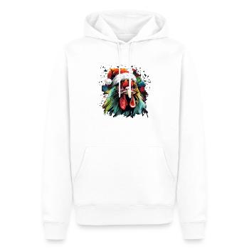 Bauern Design mit Hahn &Weihnachtsmütze - Männer Premium Bio Hoodie - Weiß - Vorne - Nico (187cm)
