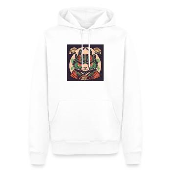 Chèvre Samouraï - Sweat à capuche Premium bio Homme - blanc - Devant - Nico (187cm)