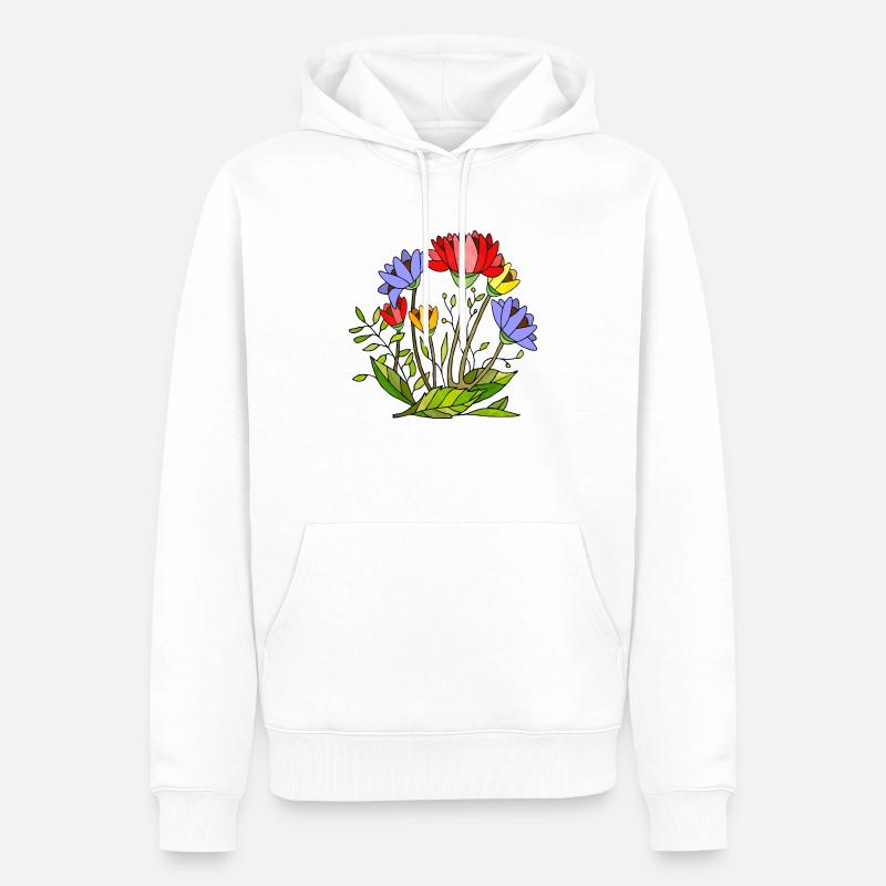 Fleur - Sweat à capuche Premium bio Homme - blanc