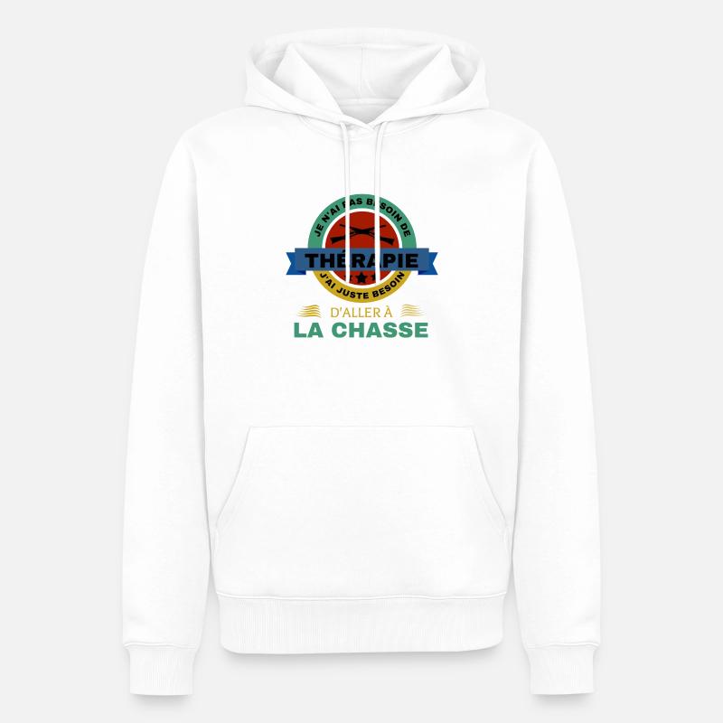 CHASSETherapie - Sweat à capuche Premium bio Homme - blanc