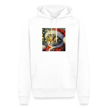 Père Noël tigré dans un style van Gogh - Sweat à capuche Premium bio Homme - blanc - Devant - Nico (187cm)