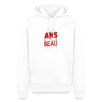 60 ans et plus beau que jamas - Sweat à capuche Premium bio Homme - blanc - Devant - Nico (187cm)