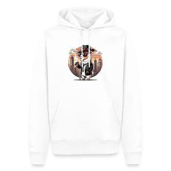 Casual Llama with Hat: Relaxed Charm - Men’s Premium Organic Hoodie - white - Front - Nico (187cm)
