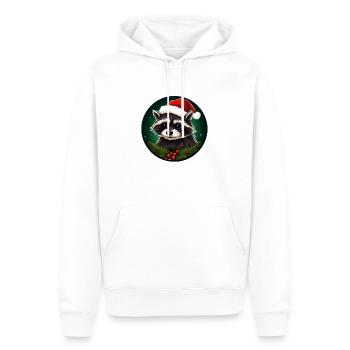 Mignon raton laveur père noël souhaite joyeux Noël - Sweat à capuche Premium bio Homme - blanc - Devant - Nico (187cm)