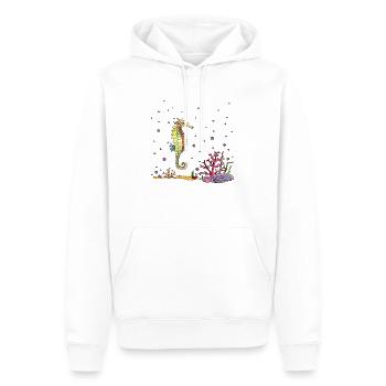 Seepferdchen - Männer Premium Bio Hoodie - Weiß - Vorne - Nico (187cm)