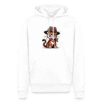 Tigerjunge mit Hut - Männer Premium Bio Hoodie - Weiß - Vorne - Nico (187cm)