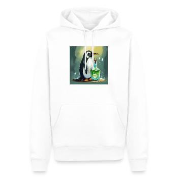 Pinguin mit einer Gin-Tonic-Flasche - Männer Premium Bio Hoodie - Weiß - Vorne - Nico (187cm)