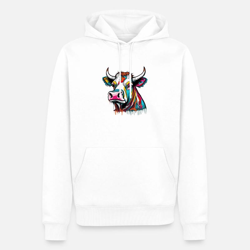 bunte graffiti Kuh Rinder - Männer Premium Bio Hoodie - Weiß
