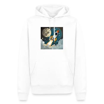 Emmenez-moi sur la lune Démarrage d’une fusée spatiale vintage - Sweat à capuche Premium bio Homme - blanc - Devant - Nico (187cm)