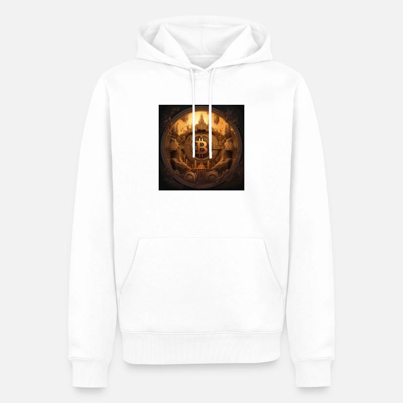 Bitcoin Krypto Blockchain Design - Männer Premium Bio Hoodie - Weiß