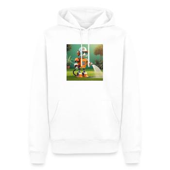 mignon petit robot vintage futuriste orange - Sweat à capuche Premium bio Homme - blanc - Devant - Nico (187cm)