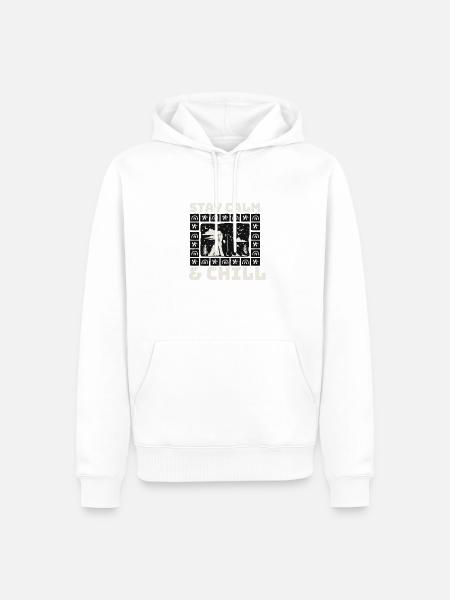 STAY CALM & CHILL - Männer Premium Bio Hoodie - Weiß