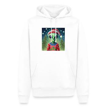 extraterrestre portant un pull de Noël moche - Sweat à capuche Premium bio Homme - blanc - Devant - Nico (187cm)