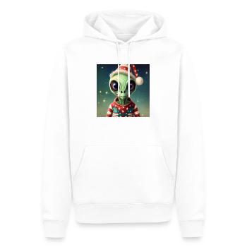 alien wearing a ugly Christmas sweater - Men’s Premium Organic Hoodie - white - Front - Nico (187cm)