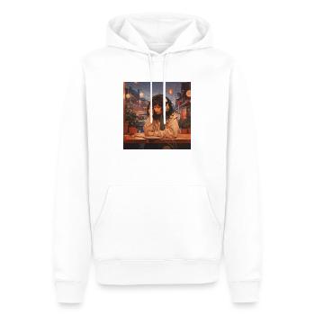 LofiVibes: Designs inspiriert von Lo-Fi Musik - Männer Premium Bio Hoodie - Weiß - Vorne - Nico (187cm)