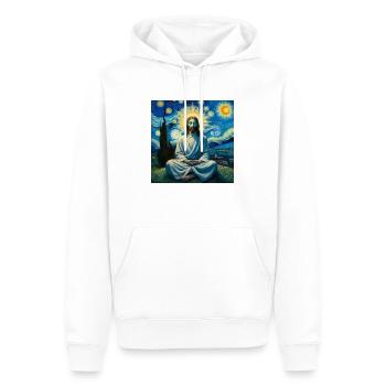 Van-Gogh-Stil Jesus meditiert - Männer Premium Bio Hoodie - Weiß - Vorne - Nico (187cm)