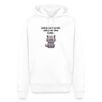 Entweder ich stehe früh auf oder ich wache schön auf - Männer Premium Bio Hoodie - Weiß - Vorne - Nico (187cm)