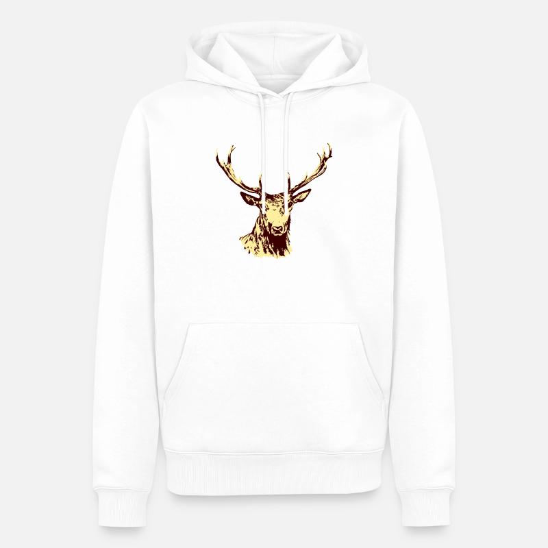 Cerf - Sweat à capuche Premium bio Homme - blanc