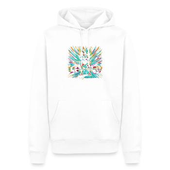 Ultimative Kraft: Gewichtheber Silhouette - Männer Premium Bio Hoodie - Weiß - Vorne - Nico (187cm)