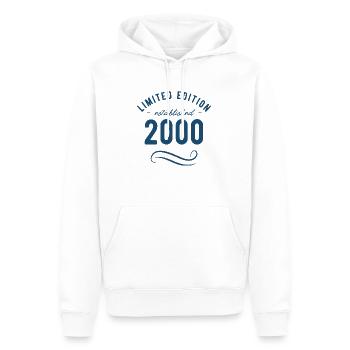 Limitierte Auflage 2000, Jubiläumsjahr 2000 - Männer Premium Bio Hoodie - Weiß - Vorne - Nico (187cm)