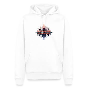 Soundwave Symphony - Typografie zum Thema Musik - Männer Premium Bio Hoodie - Weiß - Vorne - Nico (187cm)