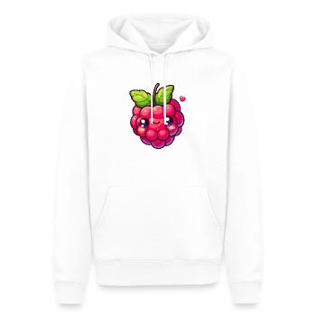Himbeere - Herz - Männer Premium Bio Hoodie - Weiß - Vorne - Nico (187cm)