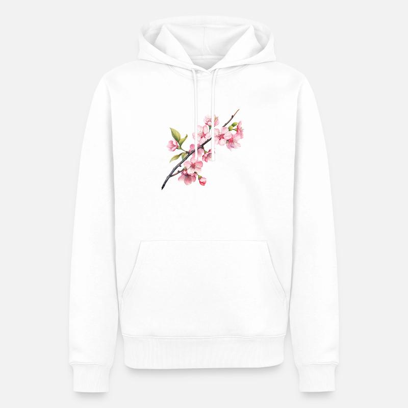 Printemps de Sakura - Sweat à capuche Premium bio Homme - blanc