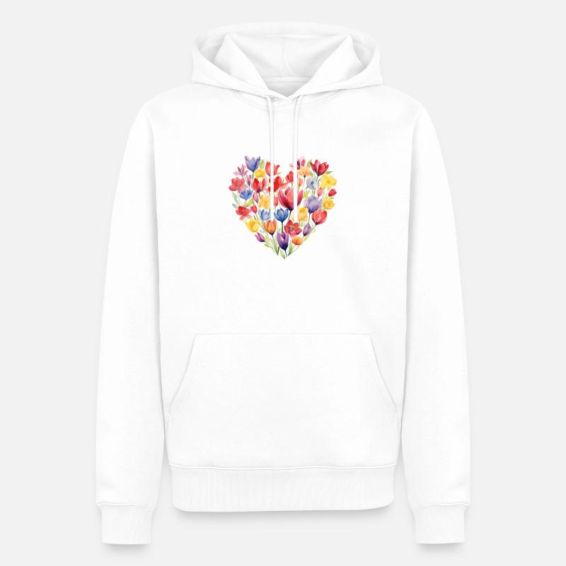 Cœur de tulipe - Sweat à capuche Premium bio Homme - blanc