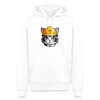 Hardworking Cat - Men’s Premium Organic Hoodie - white - Front - Nico (187cm)