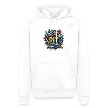 Créativité en action | DIY - Sweat à capuche Premium bio Homme - blanc - Devant - Nico (187cm)
