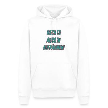 Rechts aussen aufräumen! - Männer Premium Bio Hoodie - Weiß - Vorne - Nico (187cm)