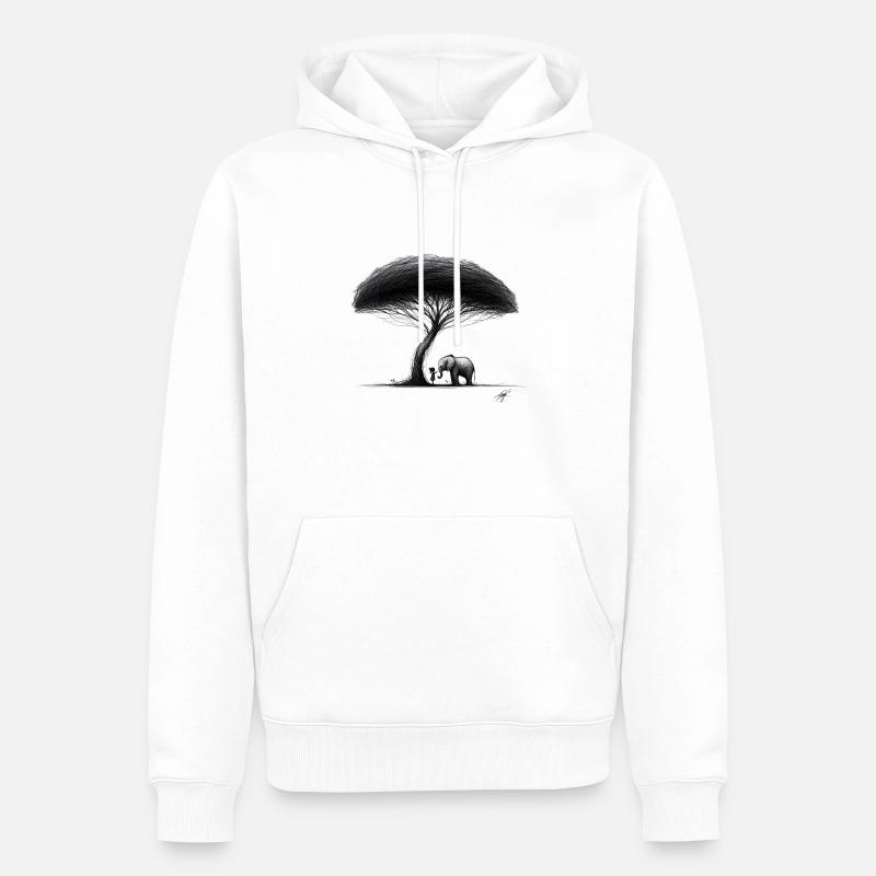 Kleines Mädchen Baum Elefant - Männer Premium Bio Hoodie - Weiß