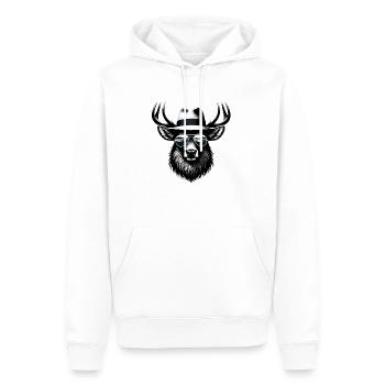 Hipster-Elch - Männer Premium Bio Hoodie - Weiß - Vorne - Nico (187cm)