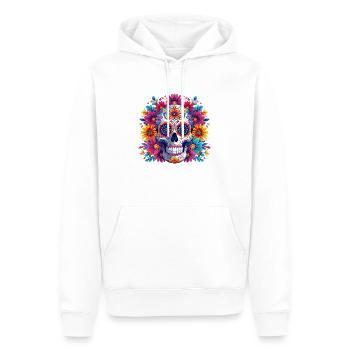 Farbenfroher mexikanischer Totenkopf - Männer Premium Bio Hoodie - Weiß - Vorne - Nico (187cm)