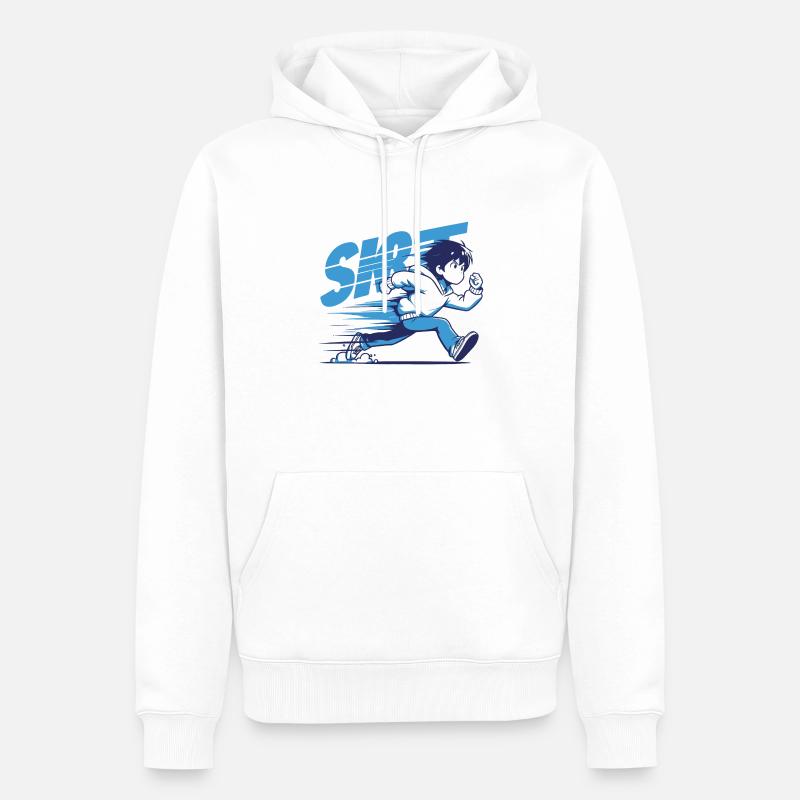 Dynamische Runner-Illustration - Männer Premium Bio Hoodie - Weiß