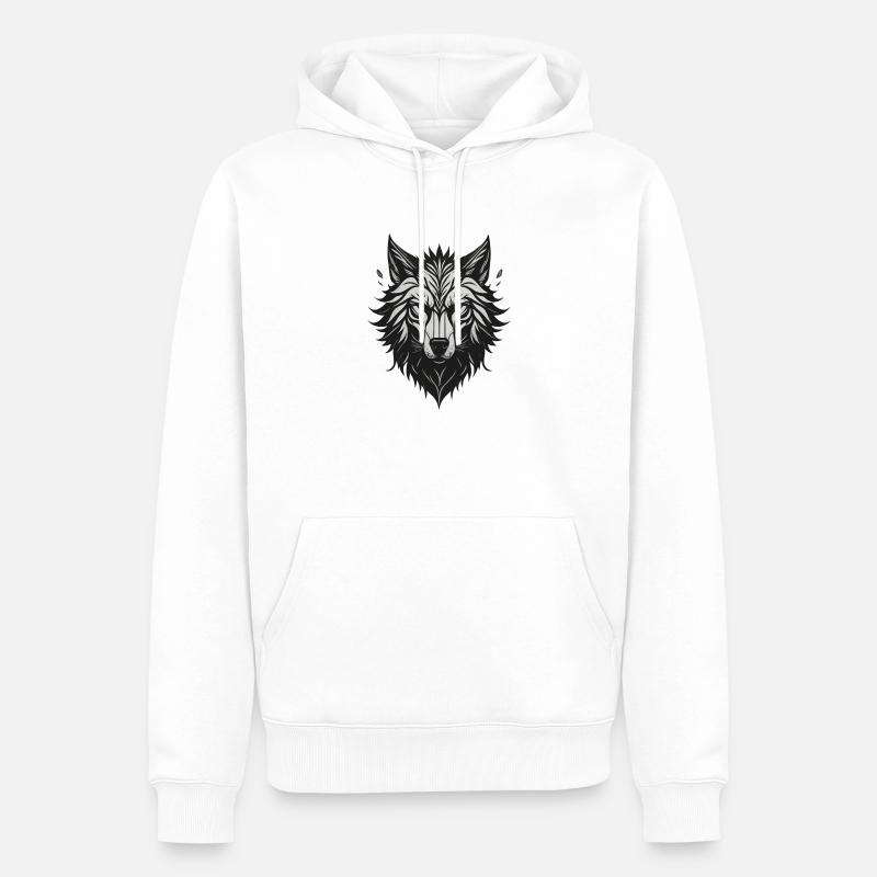 LOUP - Sweat à capuche Premium bio Homme - blanc