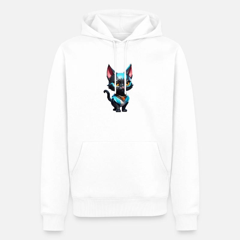 Chat Bande Dessinée Mignon - Sweat à capuche Premium bio Homme - blanc