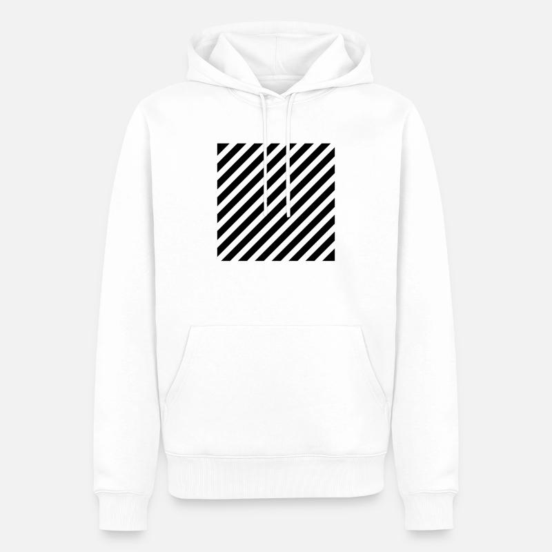 Bande horizontale - Sweat à capuche Premium bio Homme - blanc