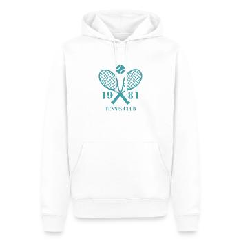 1981 tennis club - Sweat à capuche Premium bio Homme - blanc - Devant - Nico (187cm)