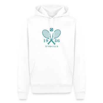 1986 tennis club - Sweat à capuche Premium bio Homme - blanc - Devant - Nico (187cm)