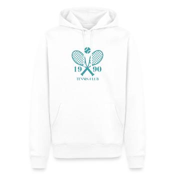 1990 tennis club - Sweat à capuche Premium bio Homme - blanc - Devant - Nico (187cm)