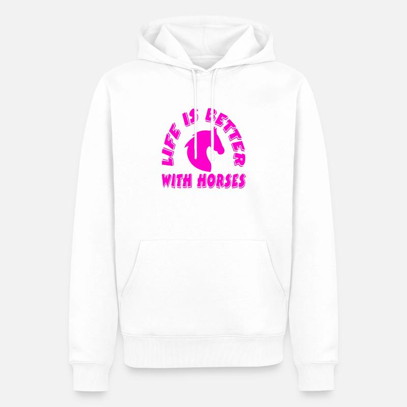 Pferde - Männer Premium Bio Hoodie - Weiß