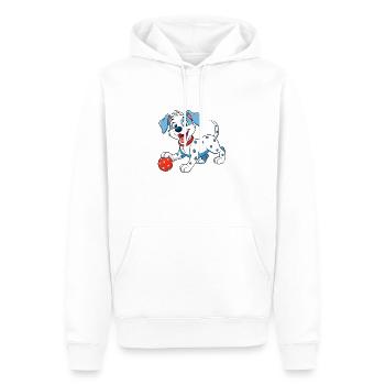 Glücklicher Dalmatiner, der Ball spielt - Männer Premium Bio Hoodie - Weiß - Vorne - Nico (187cm)