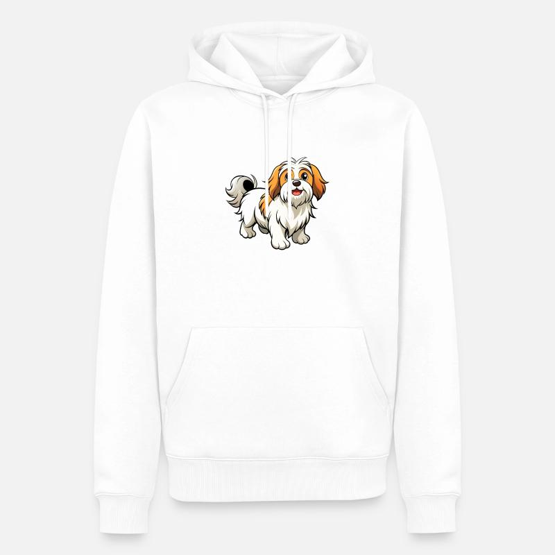 Parade confiante de Lhassa Apso - Sweat à capuche Premium bio Homme - blanc