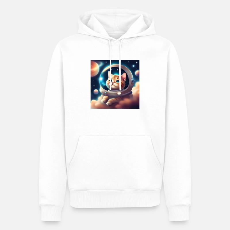 Chat mignon dans l’espace - Sweat à capuche Premium bio Homme - blanc