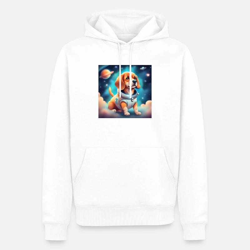 Chien mignon dans l’espace - Sweat à capuche Premium bio Homme - blanc