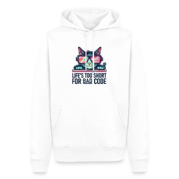 Das Leben ist zu kurz für BAD CODE - Männer Premium Bio Hoodie - Weiß - Vorne - Nico (187cm)